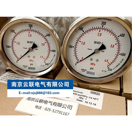 WIKA 212.53.100 0-600PSI 波登管壓力表，銅合金材質(zhì)